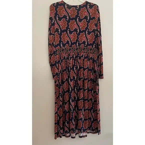 Boden Thea Long Sleeve Midi Dress French Navy Paisley Amaryllis Size 10R - Picture 7 of 9